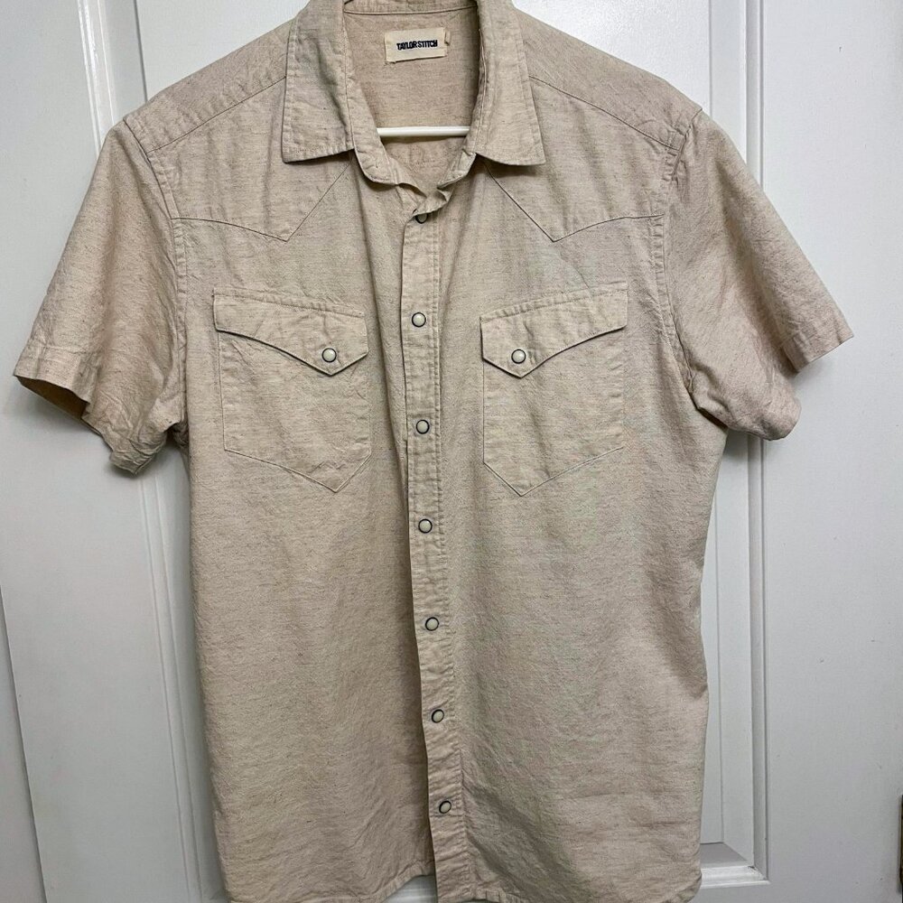 Taylor Stitch Short Sleeve Western Shirt (Natural, Men's Medium)